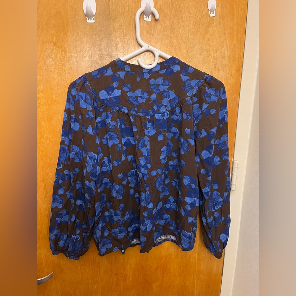 A New Day Blue/Brown Blouse - Picture 2 of 3